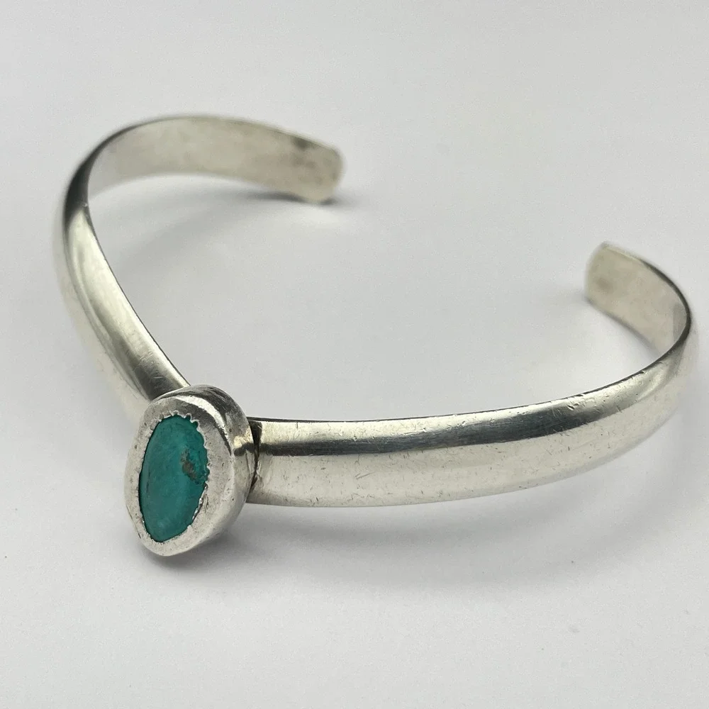 Somerset Sterling‎ Silver Turquoise Cuff Bracelet Boho Chevron Stacking Cuff
